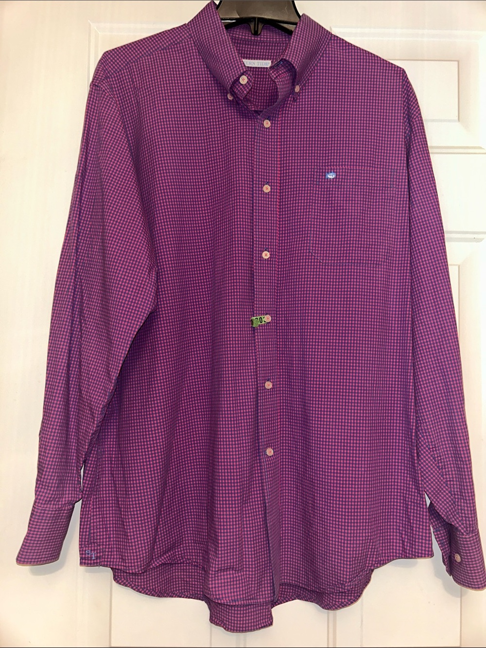 Southern Tide Gingham Checked Button-Down Shirt XL Rose Blue Career Classic